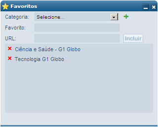 Tela 60 Descrições dos campos: Categoria permite a inclusão de categoria para classificação dos favoritos a serem cadastrados, permitindo a criação de sub-menus por categorias.