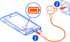 Carregar de computador Você poderá usar o carregamento por USB quando não houver uma tomada disponível.