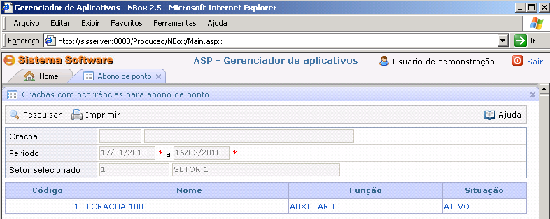 Manual do Usuário Módulo ResultWeb Ponto Eletrônico Pág.: 44 de 55 Abono de marcações Recurso disponível para realizar abono das marcações de ponto.