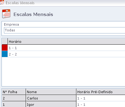 Após isso, clique no horário a ser usado, e dê um clique no dia em que quiser adicionar o mesmo, para algum funcionário da lista. O dia ficará com a mesma cor do horário.