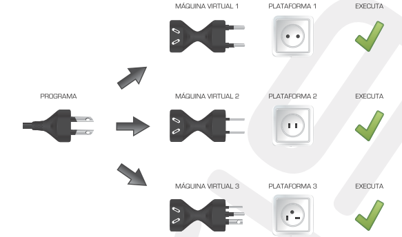 Para solucionar esse problema, ou seja, a tarefa custosa de gerenciar diversas versões do código, alguns softwares compilar os programas para uma máquina virtual.