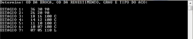 produção) os diâmetros da fase, do revestimento, grau do aço do revestimento e, a partir do terceiro estágio, o tipo de revestimento (liner ou revestimento típico).