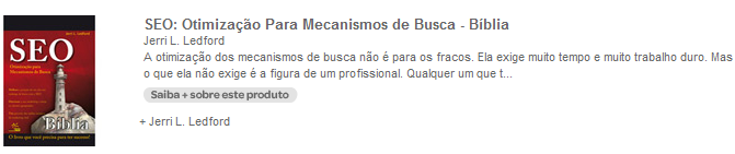 56 Figura 19 - Página de resultado da busca interna pelo livro Seo: Otimização para Mecanismos de Busca no site do Submarino. Fonte: Loja virtual Submarino, disponível em www.submarino.com.br, 2011.