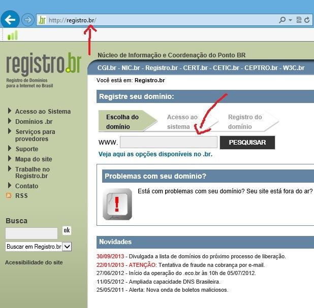 11 hospedagem, ou seja, onde fica seus arquivos com as informações referende ao seu domínio (SANTOS, 2009). No Brasil o órgão responsável pelos registros de domínios é o site: Registro.