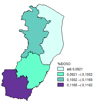 as áreas, já que a taxa, entre a região de maior e de menor concentração de idosos, varia cerca de quatro pontos percentuais. Assim, na média, todas as regiões têm cerca de 10% de população idosa.