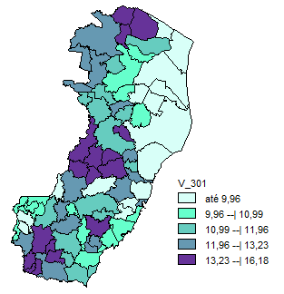 Figura 44 - Participação da população idosa na população total por municípios 4.