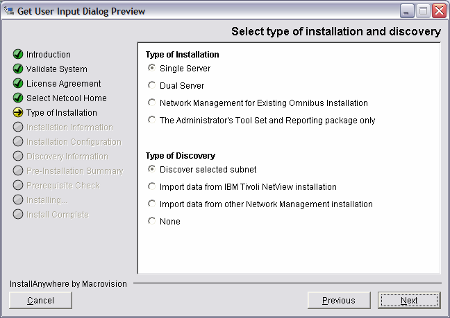 Quick Start Installer Suporta implementações típicas de ambientes SMB Integra facilmente customizações do Tivoli NetView Domínios de Discovery, informações de SNMP community, Preserva