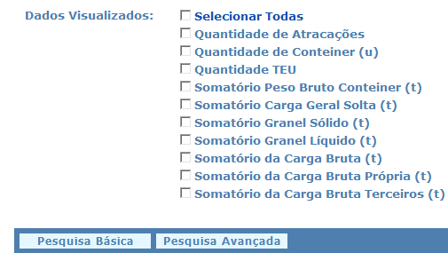 A o p ção d e c o n s u l t a ma i s a b range n t e p a ra a ex t ra ção d e d a d o s d o S I G é o To t a l G e ral d e C a r ga s TG C Po r t o s e T U P s, a p r e s e n t a n d o o s p r i n