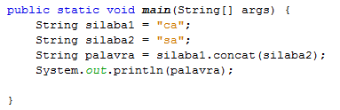 MÉTODOS DA CLASSE STRING Método para concatenar String podem ser