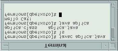 3. Aplicações e Applets CBPF-NT-006/00 6 3.2 Aplicações São programas em Java que rodam independente do browser. A figura 3.2 mostra o código de um programa onde também será escrita a frase Hello Cat!
