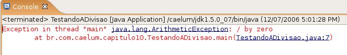 Repare que a partir do momento que uma exception foi catched (tratada, handled), a execução volta ao normal a partir daquele ponto. 11.