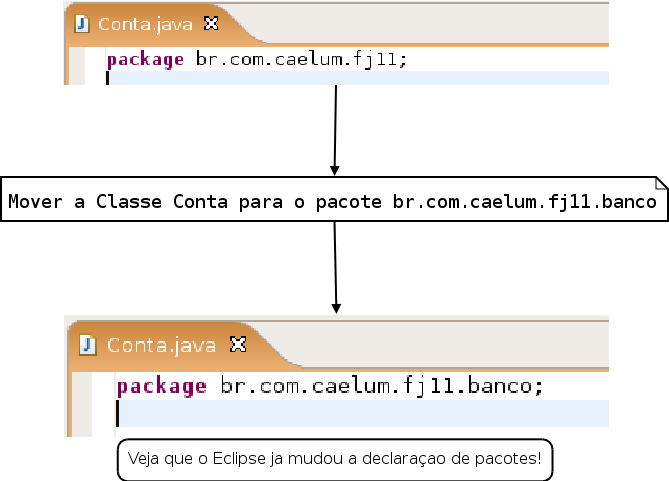 Antes de movermos nossas classes, declare as como públicas e coloque as em seus respectivos arquivos. Um arquivo para cada classe.