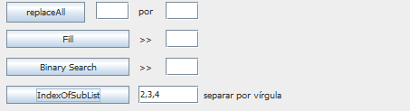 i) Para utilizar o botão btnindexofsublist, preencha o campo de texto com um valor, ou digite vários valores separados por vírgula(sem espaço): Igual procedimento deve