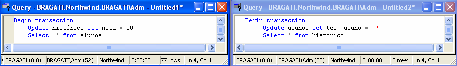 24 2.2 Métodos e técnicas de otimização 2.2.1 Gerenciamento de locks no SQL Server 2000 Dois problemas são bastante comuns em ambientes onde muitos usuários trabalham de forma concorrente: espera (blocking) e deadlocks.