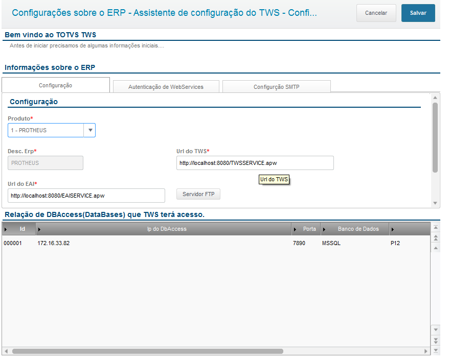 Configuração do TOTVS EAI Service: Rotina Tabela/Descrição Nome da Mensagem Fluxo de Dados CRMA540 Integração umov.me x Protheus umov.me -> Protheus Tabela 1 Rotinas e tabelas integradas entre umov.