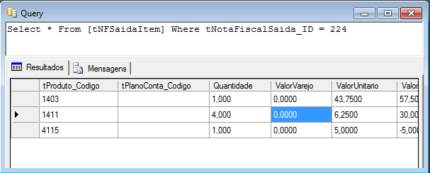 Vamos agora ver quais itens pertencem a uma determinada nota fiscal listada no data browser. Para isso basta selecionar o registro com o botão direito do mouse.