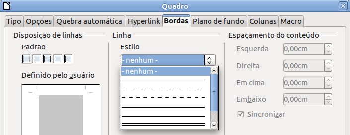 Dica Não confunda a borda do quadro com os limites do texto que podem ser visualizados usando o menu Exibir (selecionando Exibir Limites do texto).