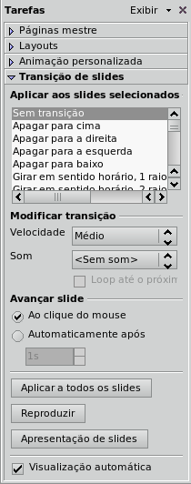 10.5 Animação Personalizada Atribui um efeito a um trecho de texto ou objeto, que é executado através de um agente de efeito. Este agente pode ser o clique do mouse ou a própria transição da página.