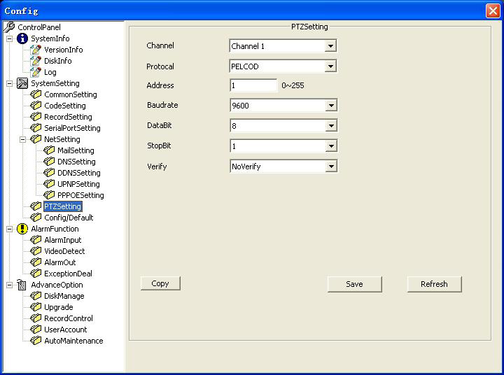 8.2.4 PTZ Nesta tela, o usuário poderá fazer todas as configurações necessárias para controlar uma câmera PTZ para funcionar com o DVR.