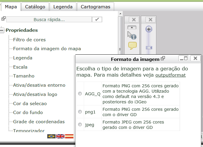 3.1.1.1.2 Formato da Imagem do mapa Modifica o tipo de imagem utilizada na geração do mapa.