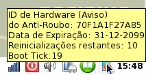 No laptop bloqueado, pressione a tecla Y e digite o código gerado pelo servidor.