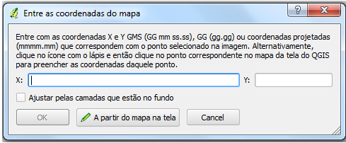 A partir do mapa na tela para adicionar as coordenadas a partir de uma camada já georreferenciada, previamente carregado na tela do QGIS.