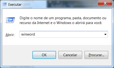 Primeiros passos no Word Para abrir o Microsoft Word de uma forma mais rápida você pode pressionar as telas [Windows key] + [R].