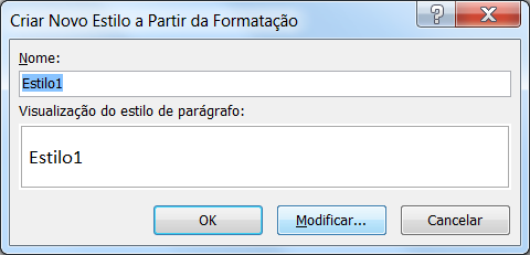 Criando um novo estilo 1. Clique com o botão direito do mouse no parágrafo formatado "manualmente" no seu documento. 2. Escolha Estilos e Salvar a Seleção como Novo Estilo Rápido. 3.