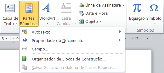 Blocos de Construção Gere e salve partes de documentos que você usa