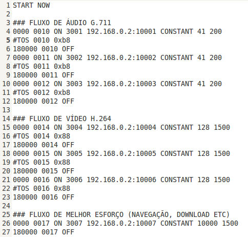 97 simulação do tráfego de vídeo utilizando o codec H.264 e um fluxo de 117 Mbps para simulação dos demais tráfegos na rede, que não fazem parte dos serviços de comunicação unificada.