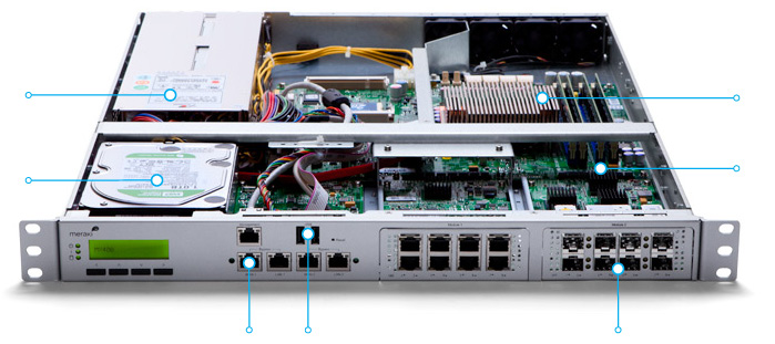 Portas 10Gb Ethernet/SFP+ Para conectividade de switch Arquitetura gerenciada por nuvem Desenvolvida com base na premiada arquitetura gerenciada por nuvem Cisco Meraki, o MX é o único dispositivo de