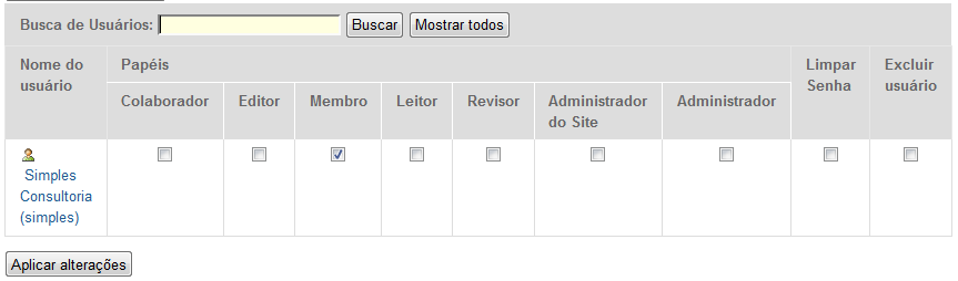 Manual do Plone para Gestores de Conteúdo Definindo permissões para usuários e grupos Para dar permissão a um usuário ou grupo de usuários realizar alguma operação ao site, clique na opção