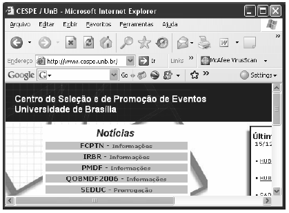 diversos tamanhos-padrão propostos pelo (IE6), recurso que é disponibilizado por opção encontrada no menu A. B. C. D. E.