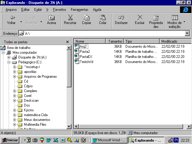 QUESTÕES DE WINDOWS Considerando a figura acima, que mostra a janela Meu computador do Windows XP, julgue os itens subseqüentes. 1.