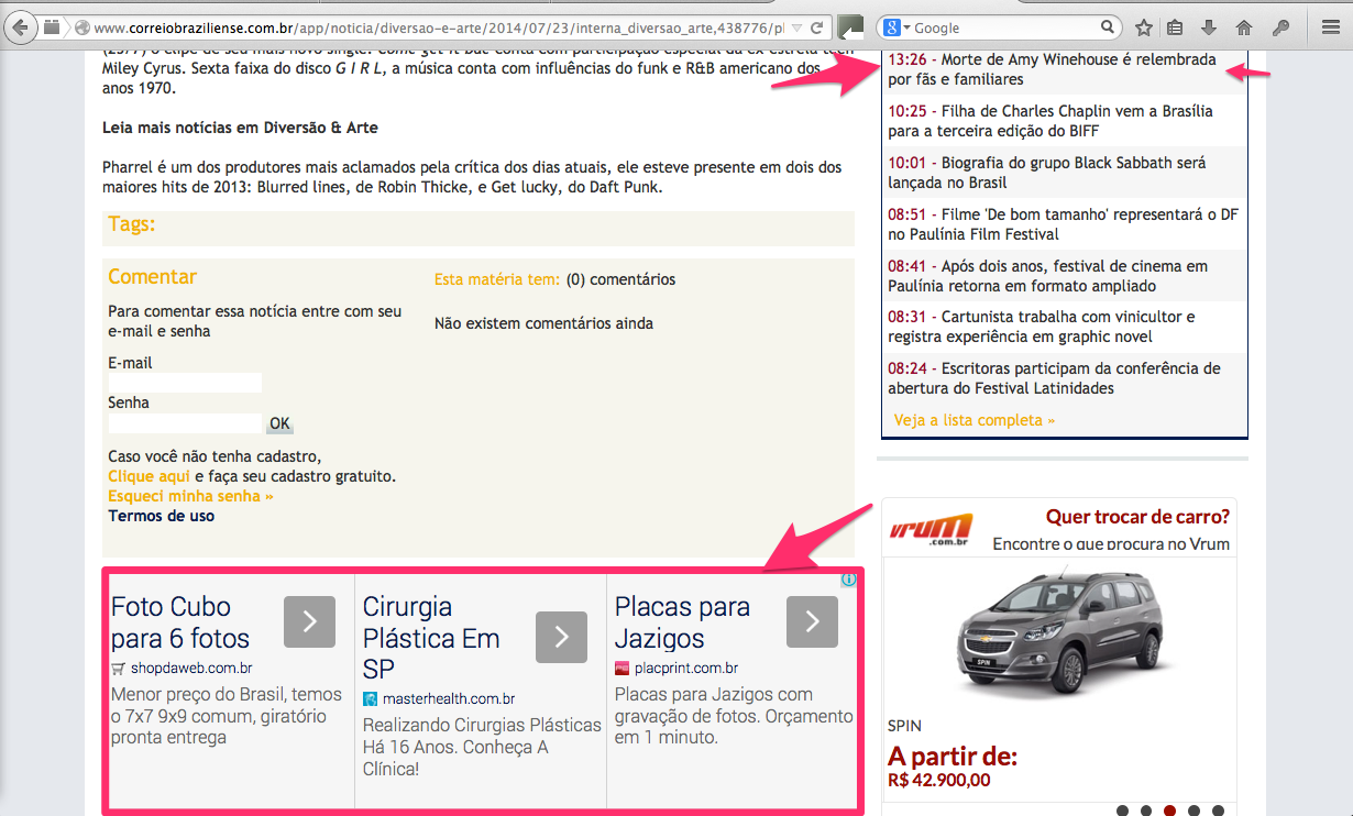para os exemplos da figura 1 e figura 2, é o website do jornal "Correio Braziliense" - O Correio Braziliense apenas disponibilizou espaço ao Google para que instale o "box" salientado nas