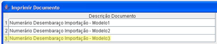 Solicitação Numerário Numerário Desembaraço Importação Modelo 3