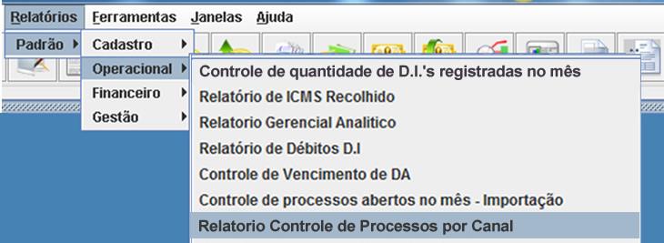 Relatórios Padrão Operacional Relatório de Controle de Processos