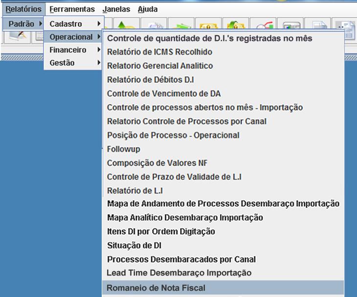 Relatórios Padrão Operacional Lead Time Desembaraço Importação