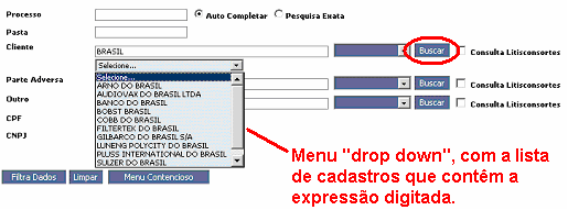 faça uma busca prévia dos registros que se adeqüem ao termo digitado, antes da realização do filtro.