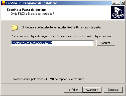 4. Nessa janela clique no botão Avançar, para aceitar o caminho onde serão instalados os arquivos de programa, será aberta a janela Pronto para Instalar, conforme a figura a seguir: 5.