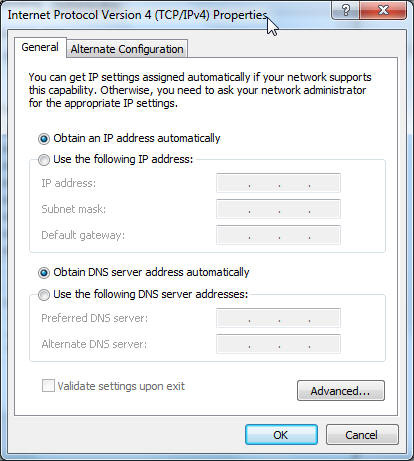 3. Para configurar automaticamente as definições de ipv4 IP, marque a opção Obtain an IP address automatically (Obter automaticamente um endereço IP).