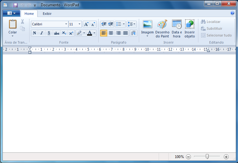 WORD PAD Editor de texto com formatação do Windows. Pode conter imagens, tabelas e outros objetos. A formatação é limitada se comparado com o Word. A extensão padrão gerada pelo Word Pad é a RTF.