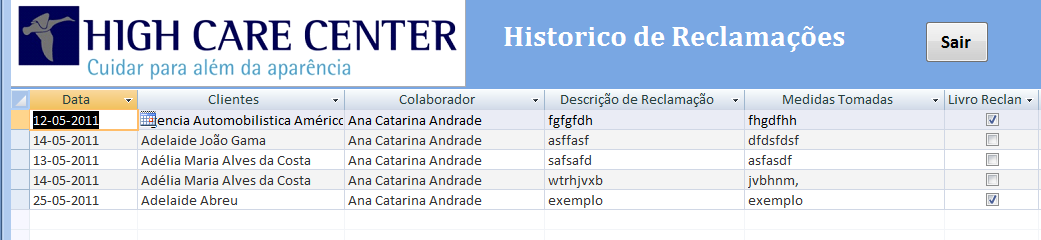 ANEXOS Figura 7 Neste ecrã mostra o histórico de todas as reclamações.