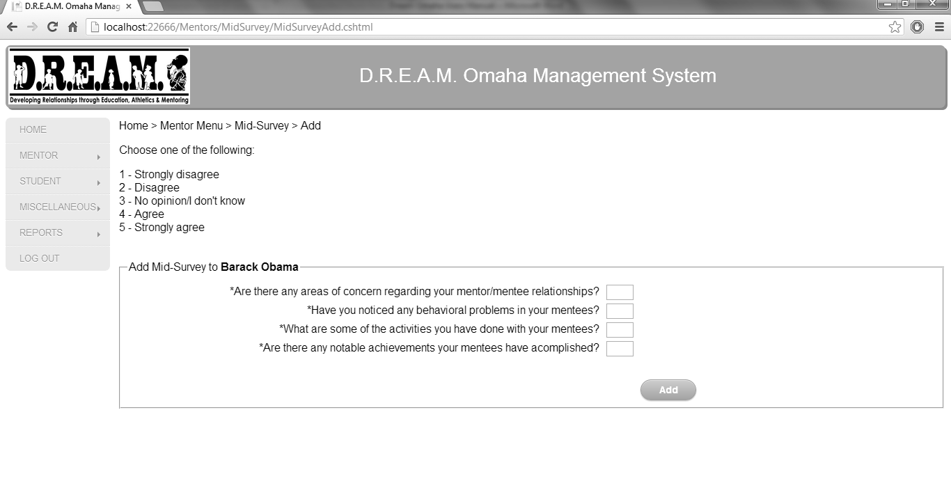 Picture 11 Choose only numbers from 1 to 5 to fill the survey and click Add.