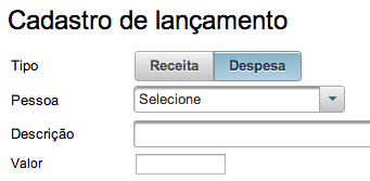 funciona como um radio é o <p:selectonebutton>. Usaremos ele na página de cadastro de lançamentos para seleção do tipo do lançamento.