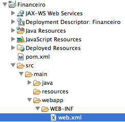 Se o arquivo web.xml for criado no diretório src/main/webapp/web-inf, podemos excluir, pois não precisaremos dele agora.