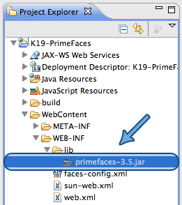 PRIMEFACES 232 1 Crie um projeto chamado K19-PrimeFaces seguindo os passos vistos no exercício do Capítulo 5. 2 Adicione o JAR do PrimeFaces no projeto K19-PrimeFaces.