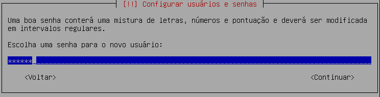 Instalação Desktop Debian e CentOS Crie um usuário comum: Escolha o