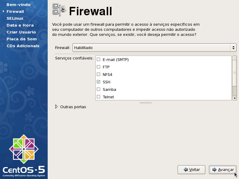 Instalação Desktop Debian e CentOS Configurando o sistema: Escolha