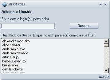 b) Adicionar usuários: Para adicionar os usuários no Winco Messenger,